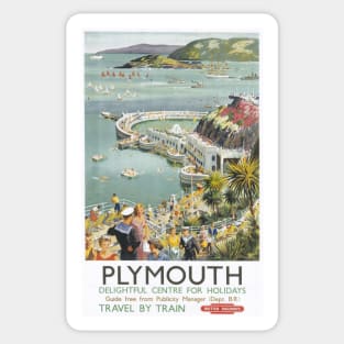 Plymouth, Devon - BR - Vintage Railway Travel Poster - 1950s Sticker